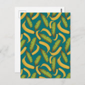 Tropisch Turquoise Banana Leaf Pattern Briefkaart (Voorkant / Achterkant)