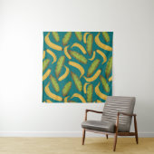 Tropisch Turquoise Banana Leaf Pattern Wandkleed (In situ)