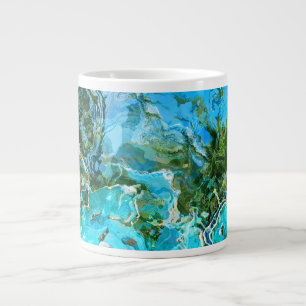 Tropisch Turquoise Ocean Blue & Seaweed Green Jumbo Beker