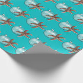 Tropisch Turquoise Starfish kerstcadeautje Cadeaupapier (Hoek)