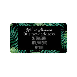 Tropisch van de waterverf hebben wij Nieuw Adres b Etiket