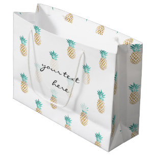 tropisch vers zomers met gouden anananaspatroon large cadeauzakje