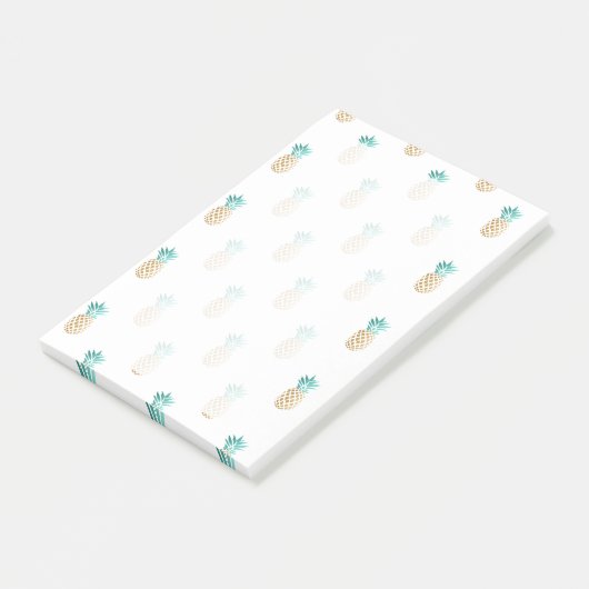 tropisch vers zomers met gouden anananaspatroon post-it® notes (Schuin)