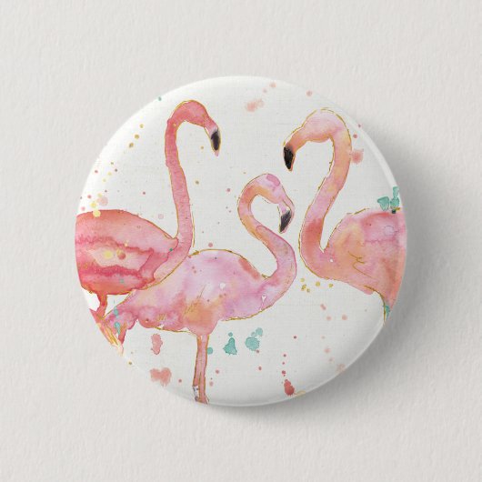 Tropisch | Verzameling van Flamingos Ronde Button 5,7 Cm (Voorkant)