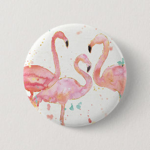 Tropisch   Verzameling van Flamingos Ronde Button 5,7 Cm