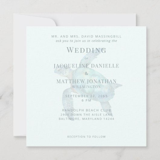 Tropisch vierkant Zee schildpad bruiloft (Voorkant)