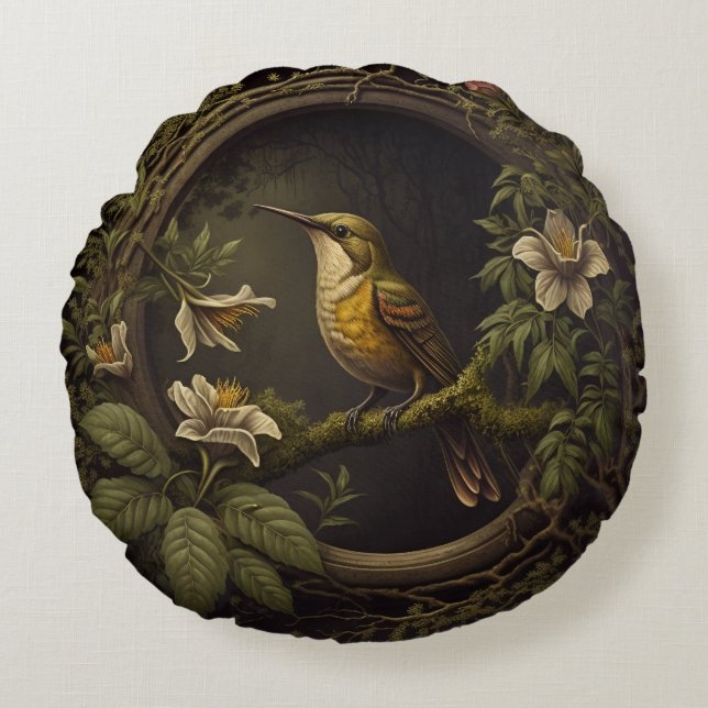 Tropisch  Vogel- en Bloemkussen Kussen (Voorkant)