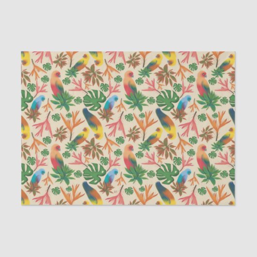 Tropisch vogelkleurig flessenpatroon tissuepapier (Voorkant)