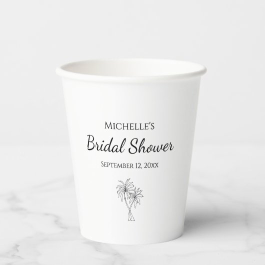 Tropisch Vrijgezellenfeest Eenvoudige Elegante Pal Papieren Bekers (Voorkant)