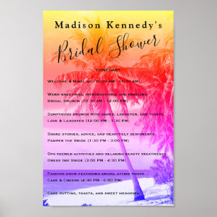 Tropisch 🎀 Vrijgezellenfeest Reisschema Palmkleur Poster