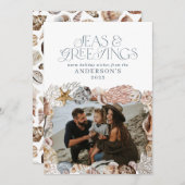 Tropisch warme kerstzeeen begroetingen foto blauw feestdagenkaart (Voorkant / Achterkant)