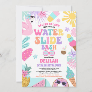 Tropisch Water Slide Zomer Verjaardagsfeest Kaart