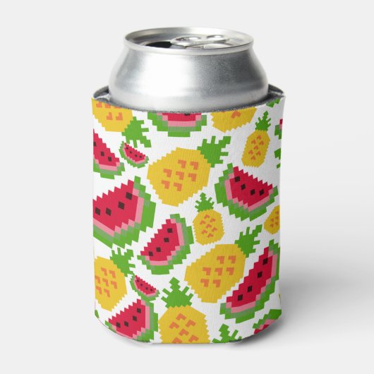 Tropisch watermeloen en ananas pixelpatroon blikjeskoeler (Blikje Voorkant)
