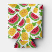 Tropisch watermeloen en ananas pixelpatroon blikjeskoeler (Voorkant)