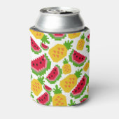 Tropisch watermeloen en ananas pixelpatroon blikjeskoeler (Blikje Achterkant)