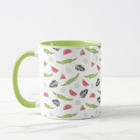 Tropisch watermeloen en krokodilpatroon mok (Links)