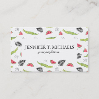 Tropisch watermeloen en krokodilpatroon visitekaartje