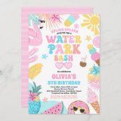 Tropisch Waterpark Zomer Verjaardagsfeest Kaart (Voorkant / Achterkant)