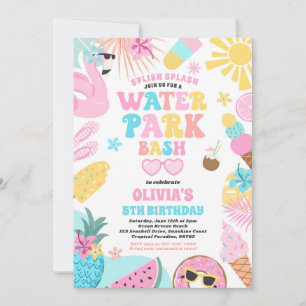 Tropisch Waterpark Zomer Verjaardagsfeest Kaart