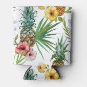 Tropisch waterverf-ananassepatroon met hawaii-them blikjeskoeler (Voorkant)