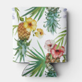 Tropisch waterverf-ananassepatroon met hawaii-them blikjeskoeler (Achterkant)