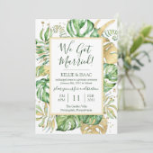 Tropisch We Zijn Getrouwd Gevlucht Ontvangst Feest Kaart (Staand voorkant)