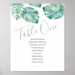 Tropisch weddenschappen Tafel Decor Seating Chart Poster