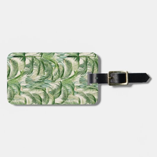 Tropisch weelderig gebladerte palmbladeren patroon bagagelabel (Voorkant horizontaal)