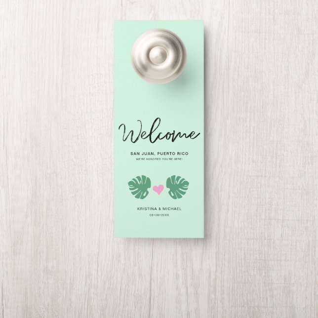 Tropisch welkom Hotel Bag Destination Wedding (Op knop)