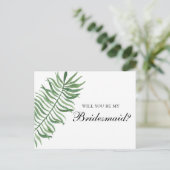 Tropisch Wil je mijn bruidsmeisje zijn. Exotische Uitnodiging Briefkaart (Staand voorkant)