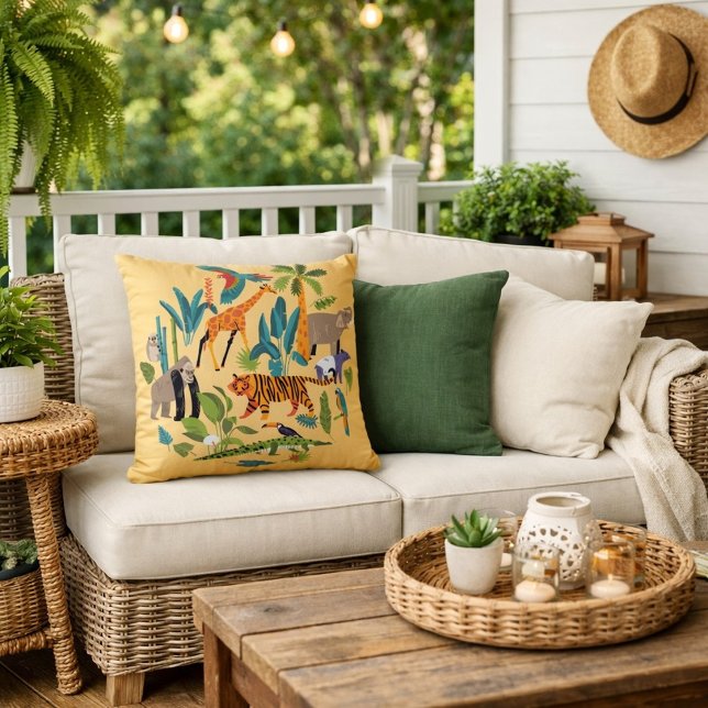 Tropisch wild-avonturen kussen (“A safari of color and comfort.”)