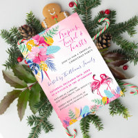 Tropisch wild bos Flamingo kerstfeest