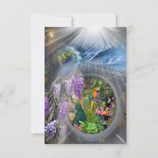 Tropisch Wisteria Paradise bij het Golden Palace R RSVP Kaartje (Achterkant)