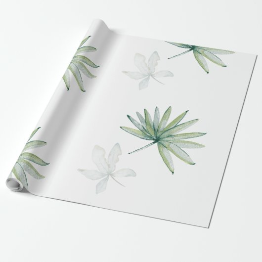 Tropisch wit cadeaupapier (Uitgerold)