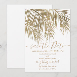 tropisch witte goudpalmboom, behalve de datum save the date