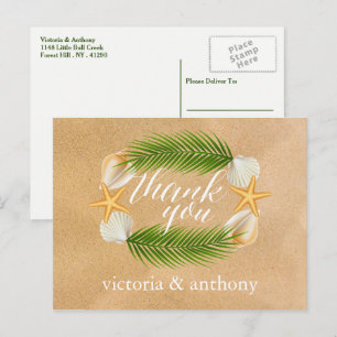 Tropisch Wreath Sandy Beach Weddenschap Bedankt Briefkaart