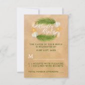Tropisch Wreath Sandy Beach Wedding RSVP Kaartje (Voorkant)