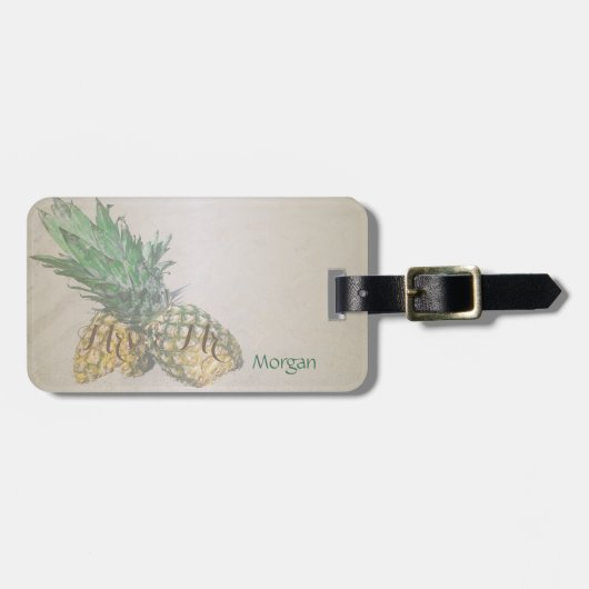 Tropisch, Zand, ananas-Personalized Bagagelabel (Voorkant horizontaal)