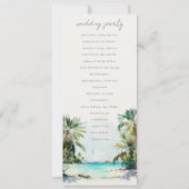 Tropisch zand Beach Palm Trees Wedding Programme Kaart (Achterkant)