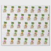 Tropisch zand Man met palmboomkrulpapier Cadeaupapier (Vlak)