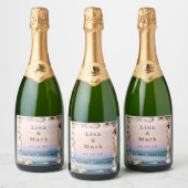 Tropisch zandstrand en zeeschellen Wijnlabels Sparkling Wijnetiket (Flessen)