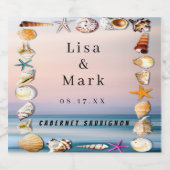 Tropisch zandstrand en zeeschellen Wijnlabels Sparkling Wijnetiket (Enkel label)