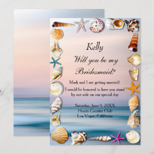 Tropisch zandstrand en zeeshells Bridesmaid Kaart