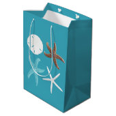 Tropisch Zee Blue Sand Dollars Starfish Gift Bag Medium Cadeauzakje (Achterkant Gekanteld)
