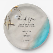 Tropisch zee en zeester strand Dank je bruiloft Papieren Bordje (Voorkant)