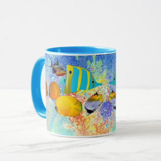 Tropisch Zee Kleurrijk viskoraalrif Blauwe Oceaan Mok (Voorkant links)