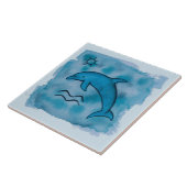 Tropisch Zee met Dolphin Life - keramische tegel Tegeltje (Zijkant)