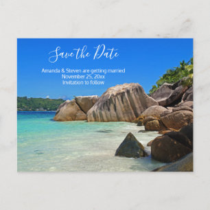 Tropisch Zee Rocky Coast Weddenschap Save the Date Uitnodiging Briefkaart
