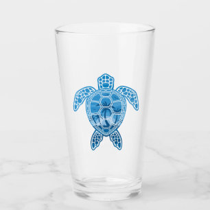 Tropisch Zee schildpad design in Blue Glas