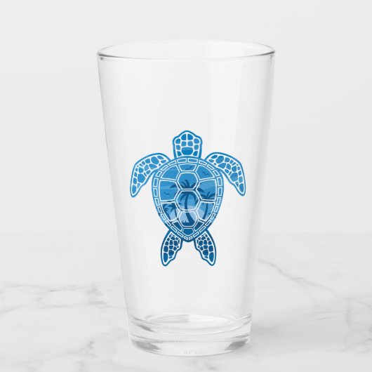 Tropisch Zee schildpad design in Blue Glas (Voorkant)